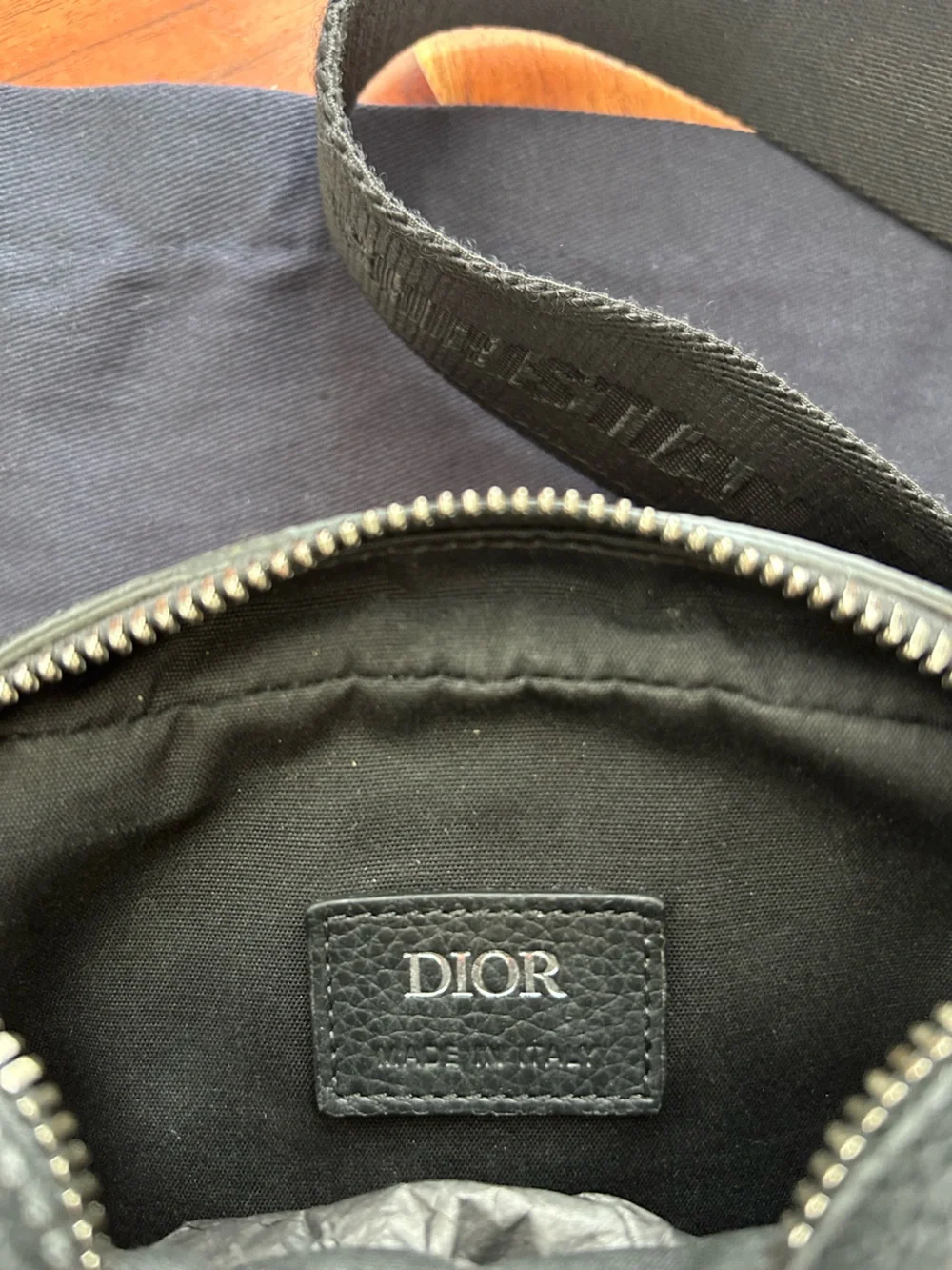 Dior Men's Oblique Canvas Messenger Bag in Blue and Beige UNISEX